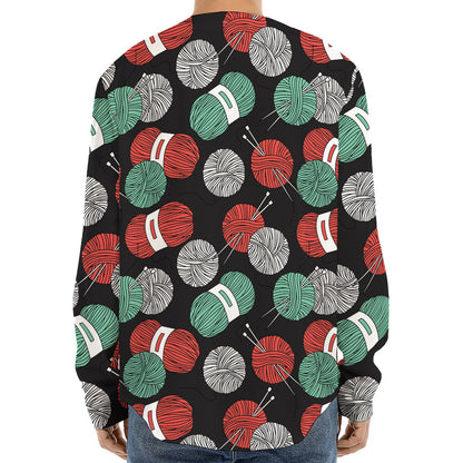 Crochet Yarn Pattern Print Long Sleeve Baseball Jersey