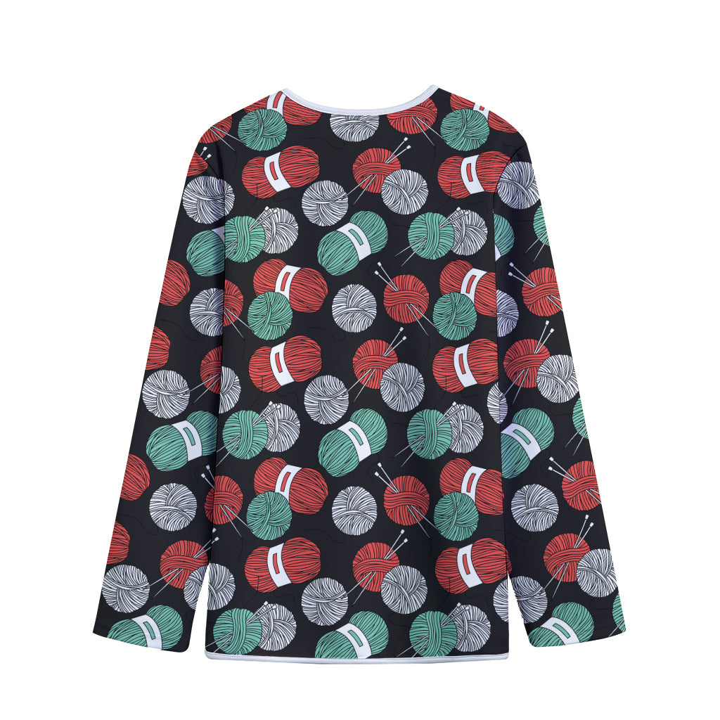Crochet Yarn Pattern Print Long Sleeve Short Coat