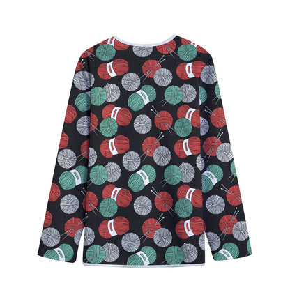 Crochet Yarn Pattern Print Long Sleeve Short Coat