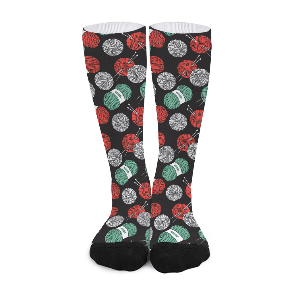 Crochet Yarn Pattern Print Long Socks