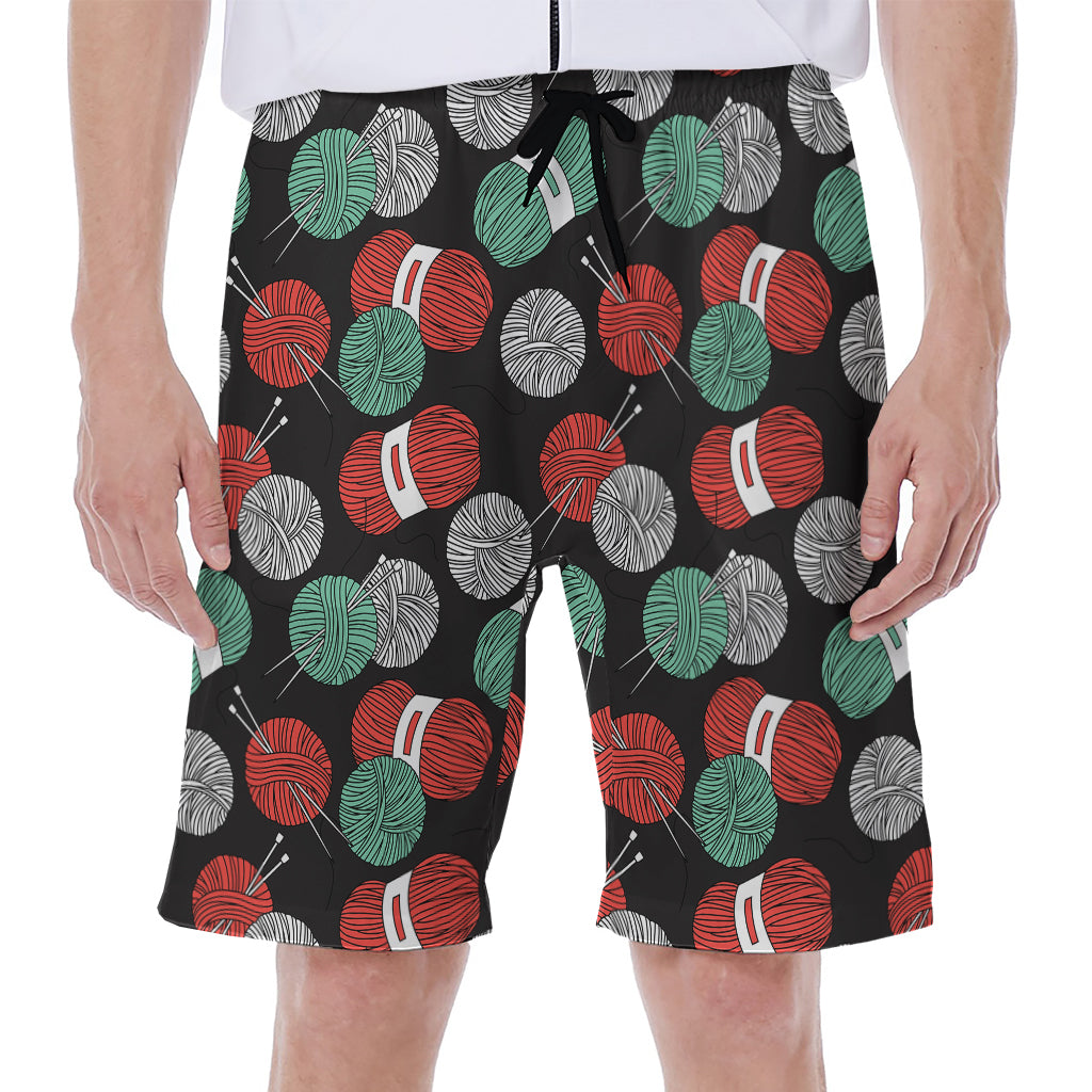 Crochet Yarn Pattern Print Men's Beach Shorts