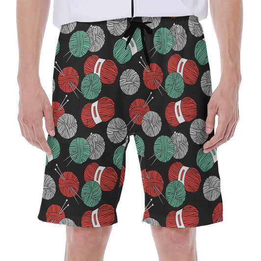 Crochet Yarn Pattern Print Men's Beach Shorts
