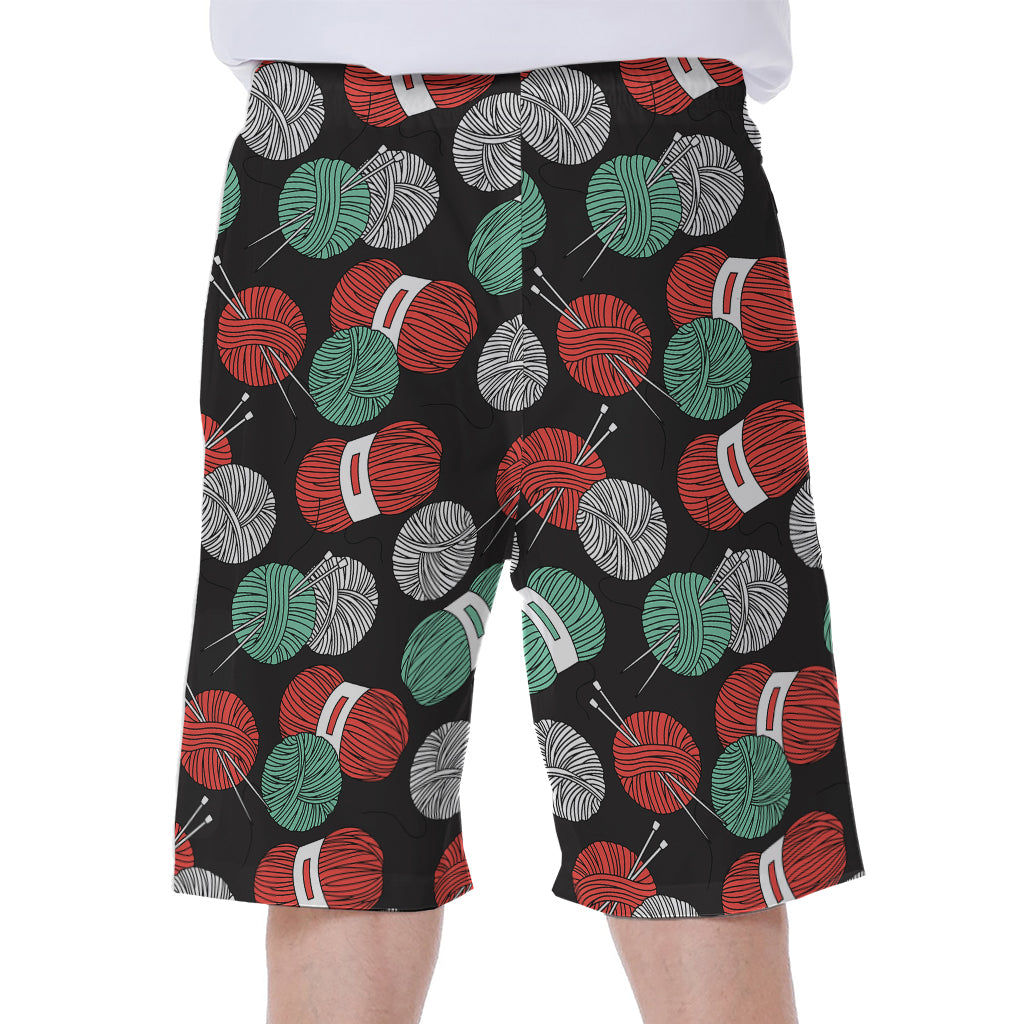 Crochet Yarn Pattern Print Men's Beach Shorts