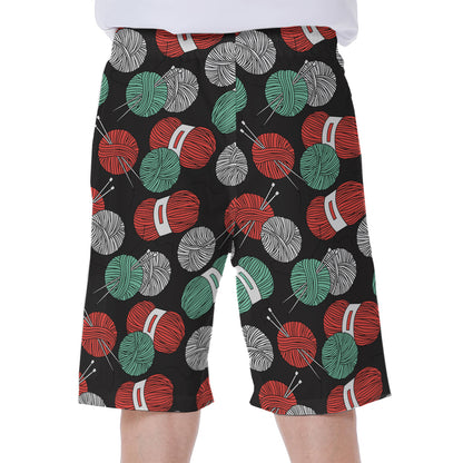 Crochet Yarn Pattern Print Men's Beach Shorts