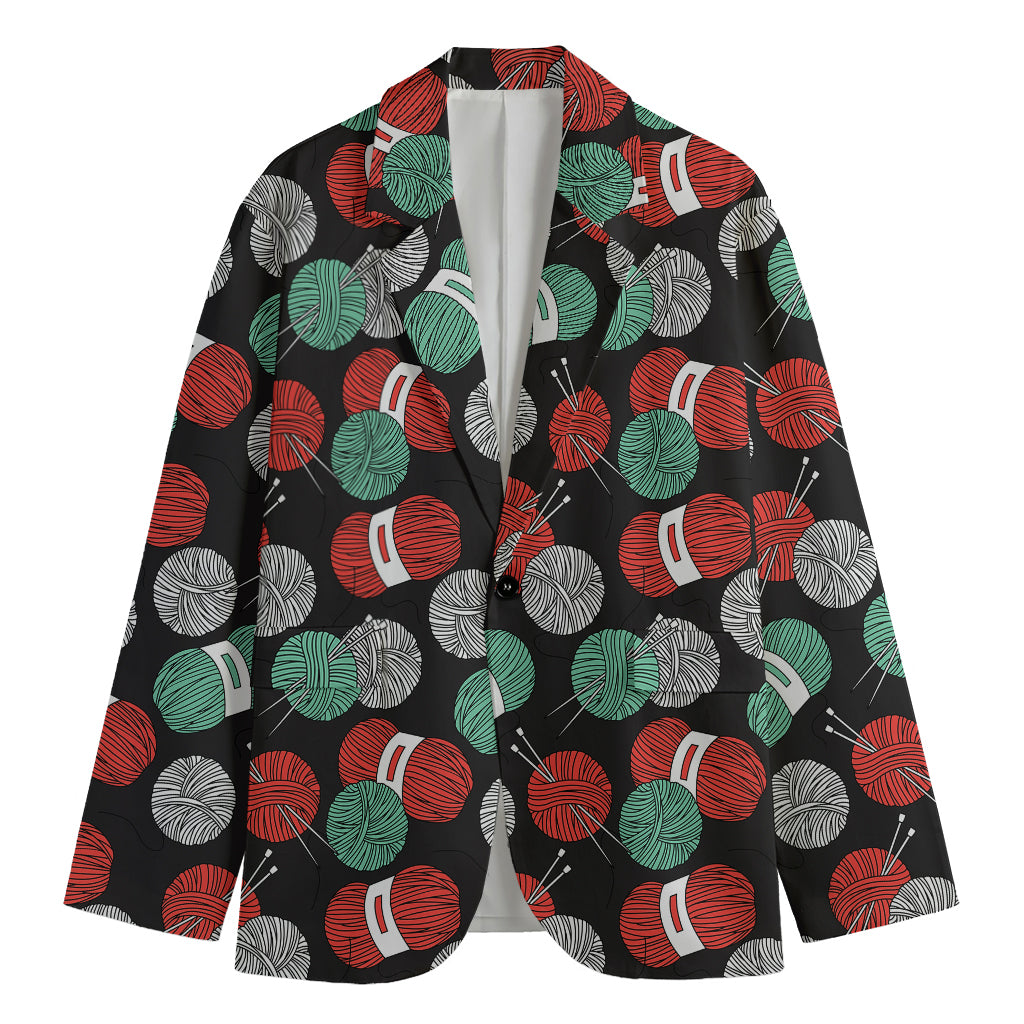 Crochet Yarn Pattern Print Men's Blazer