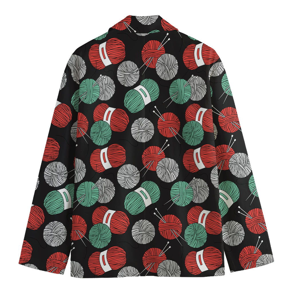 Crochet Yarn Pattern Print Men's Blazer