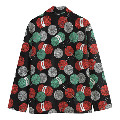 Crochet Yarn Pattern Print Men's Blazer