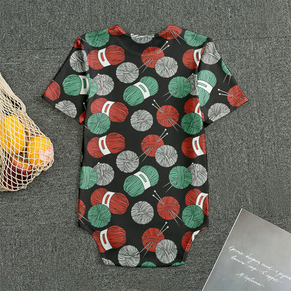 Crochet Yarn Pattern Print Men's Bodysuit