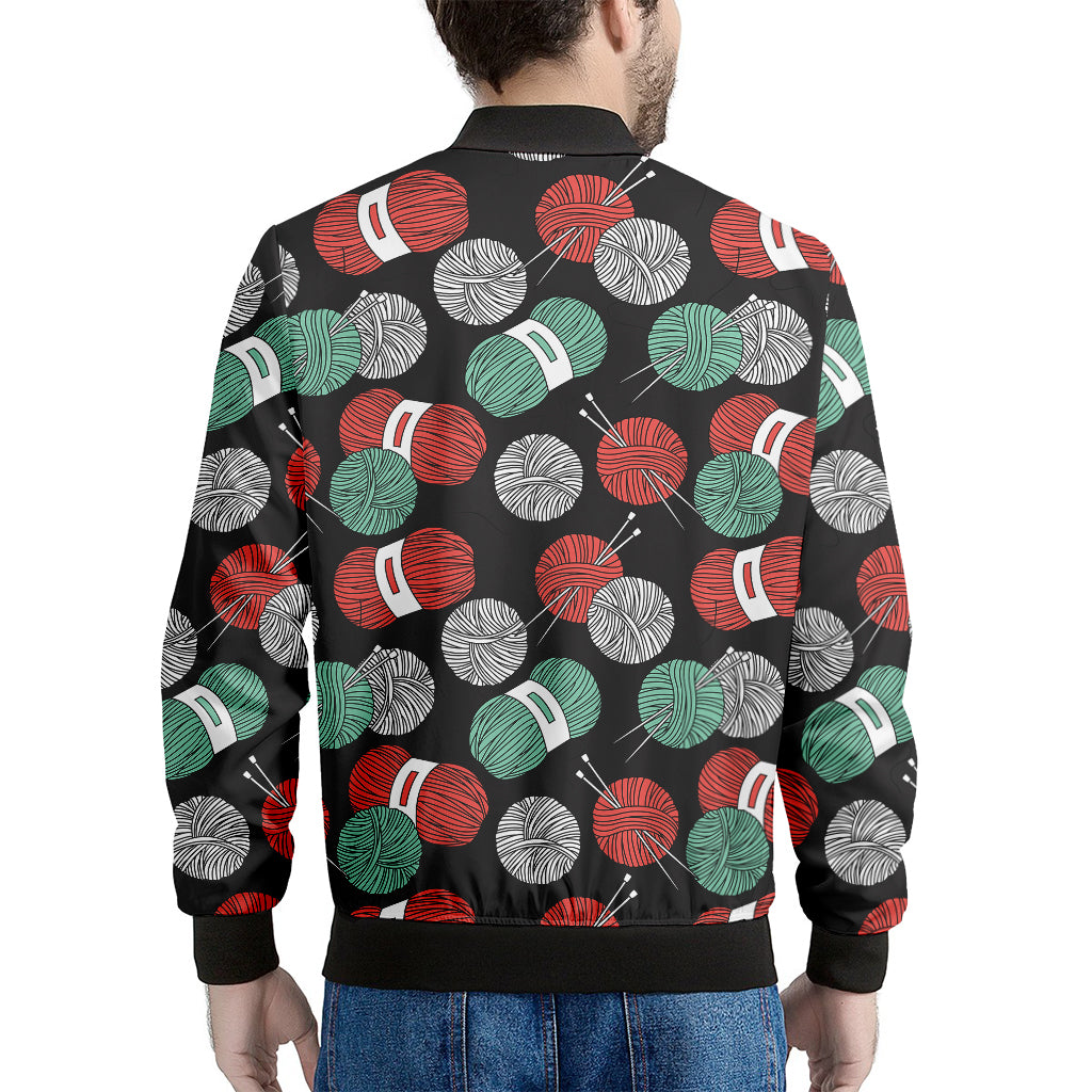 Crochet Yarn Pattern Print Men's Bomber Jacket