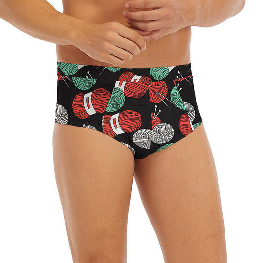Crochet Yarn Pattern Print Men's Briefs