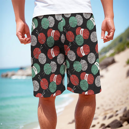 Crochet Yarn Pattern Print Men's Cargo Shorts