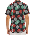 Crochet Yarn Pattern Print Men's Deep V-Neck Shirt