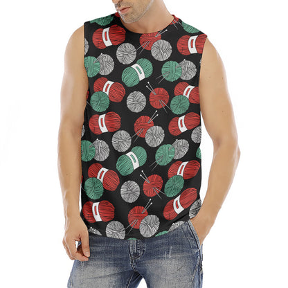 Crochet Yarn Pattern Print Men's Fitness Tank Top