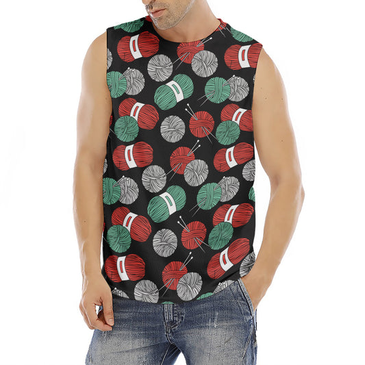 Crochet Yarn Pattern Print Men's Fitness Tank Top