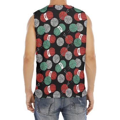 Crochet Yarn Pattern Print Men's Fitness Tank Top