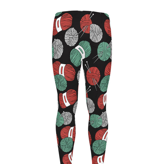 Crochet Yarn Pattern Print Men's leggings