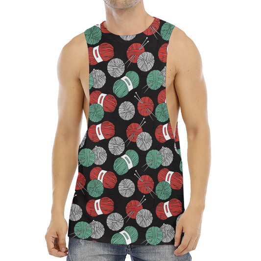 Crochet Yarn Pattern Print Men's Muscle Tank Top