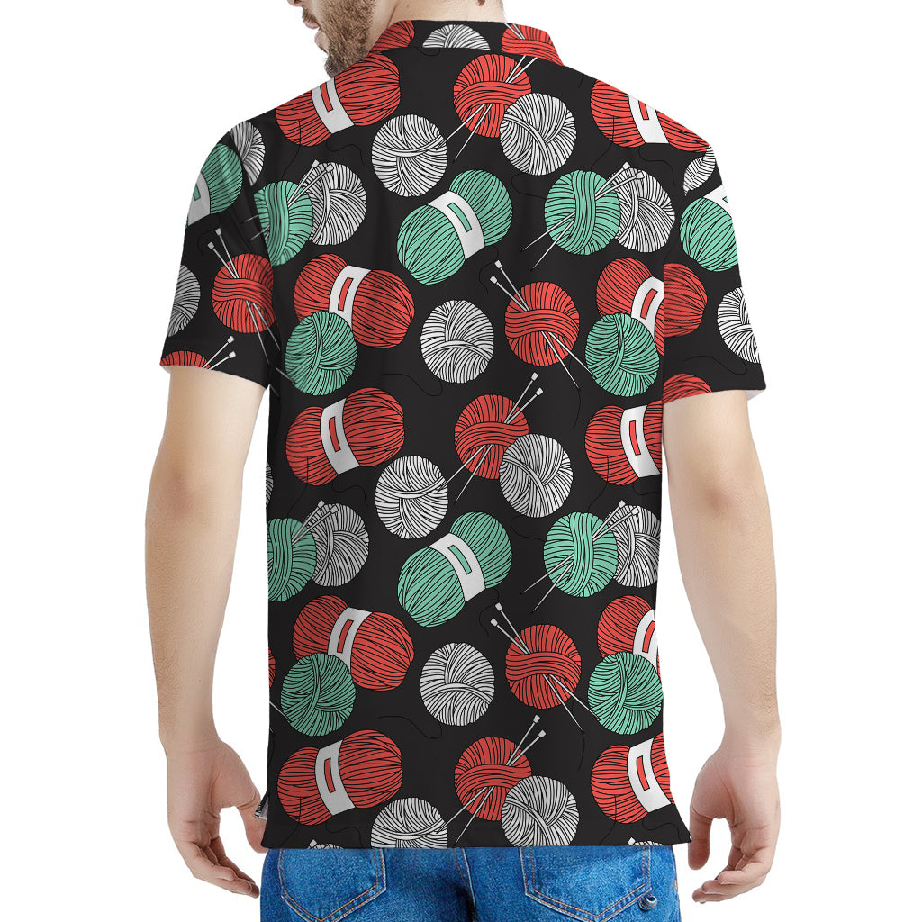 Crochet Yarn Pattern Print Men's Polo Shirt