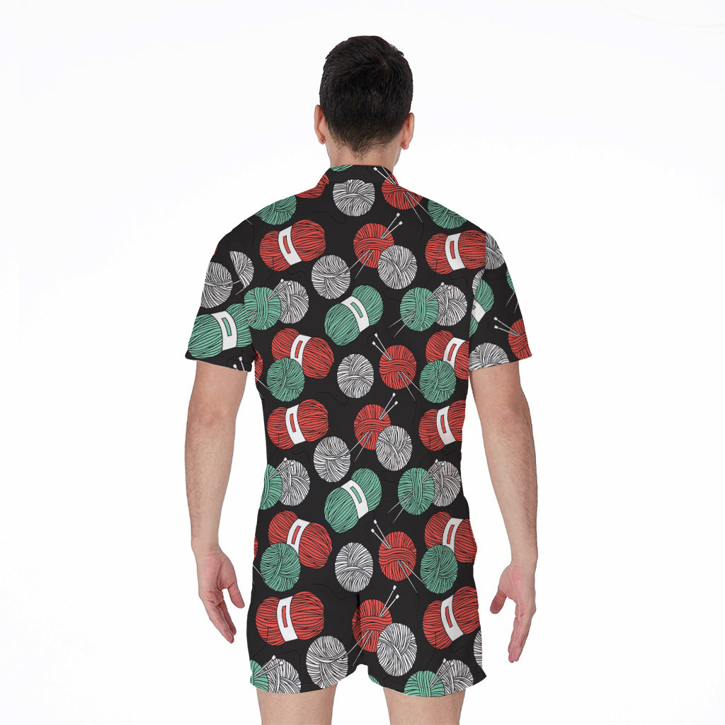Crochet Yarn Pattern Print Men's Rompers