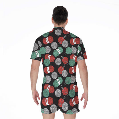 Crochet Yarn Pattern Print Men's Rompers