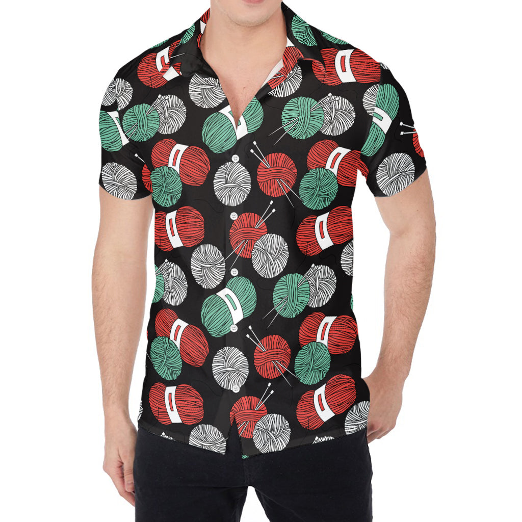 Crochet Yarn Pattern Print Men's Shirt