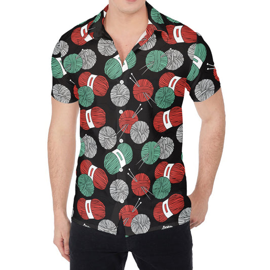 Crochet Yarn Pattern Print Men's Shirt