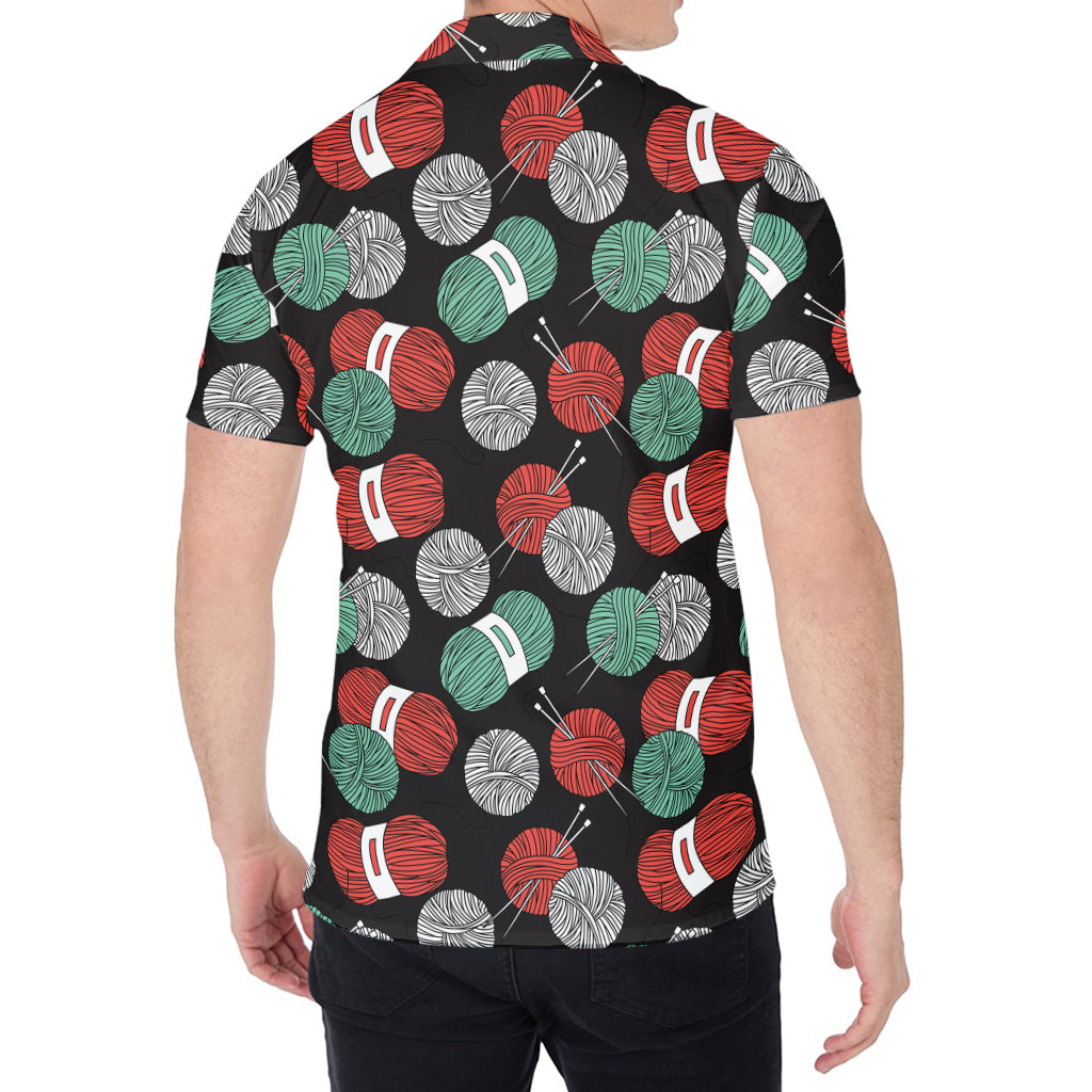 Crochet Yarn Pattern Print Men's Shirt