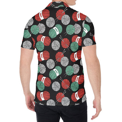 Crochet Yarn Pattern Print Men's Shirt