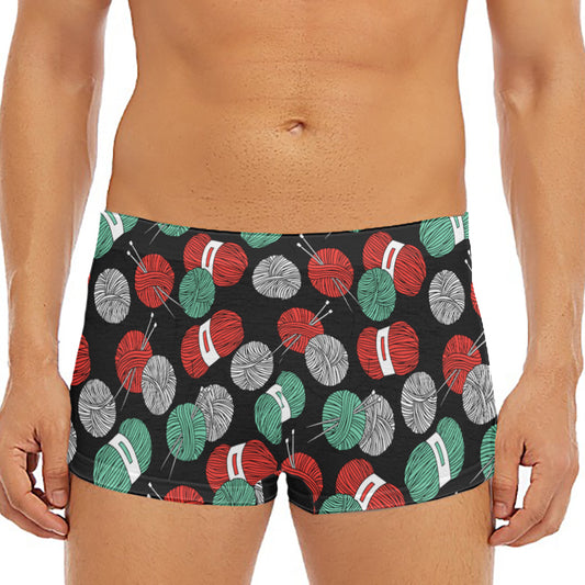 Crochet Yarn Pattern Print Men's Short Boxer Briefs