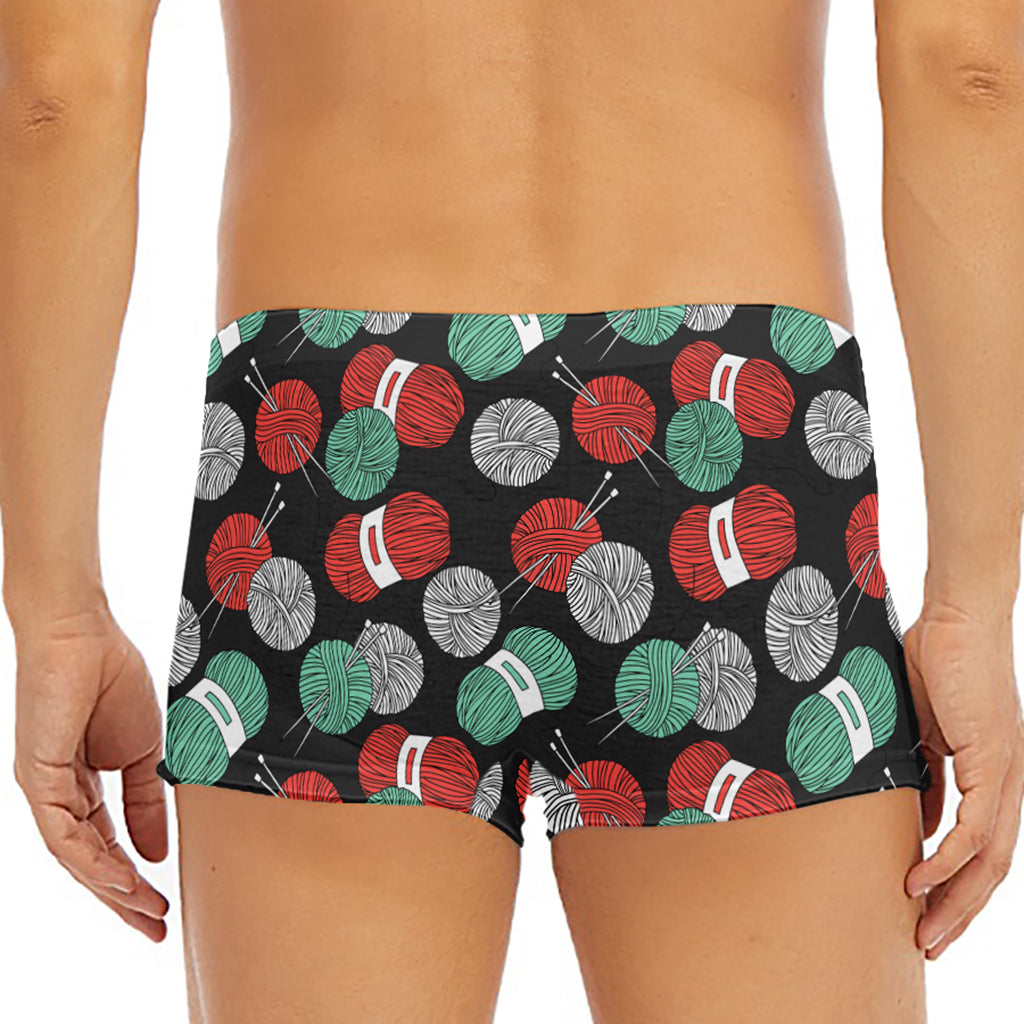 Crochet Yarn Pattern Print Men's Short Boxer Briefs