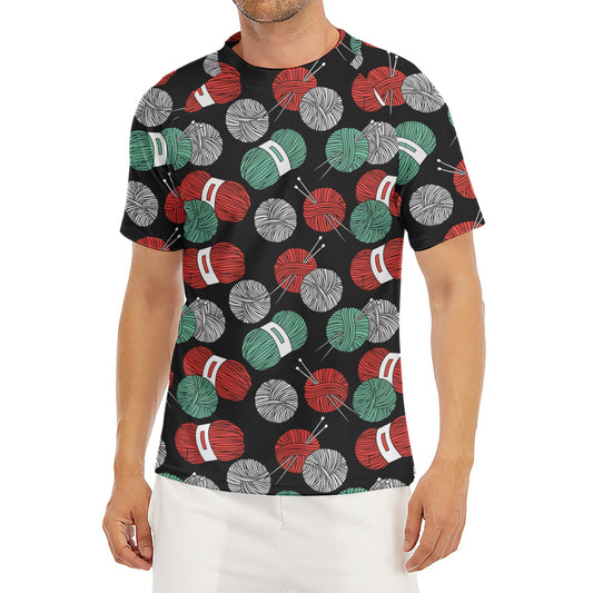 Crochet Yarn Pattern Print Men's Short Sleeve Rash Guard