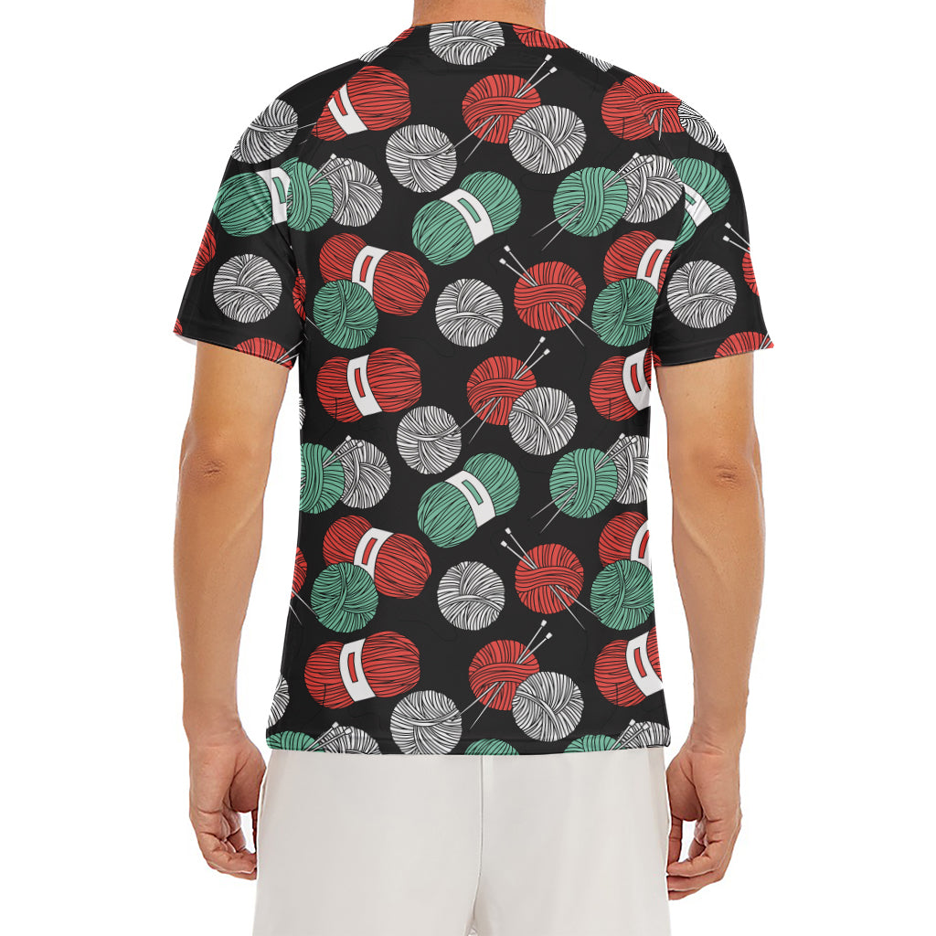 Crochet Yarn Pattern Print Men's Short Sleeve Rash Guard