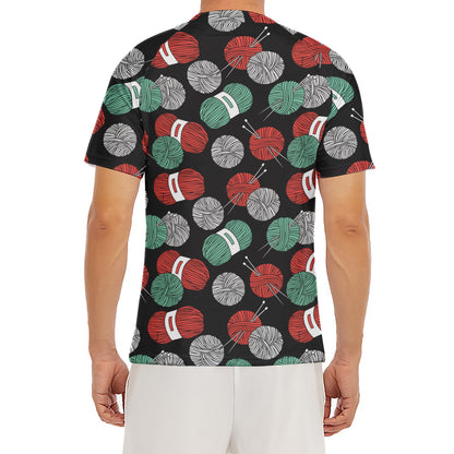 Crochet Yarn Pattern Print Men's Short Sleeve Rash Guard