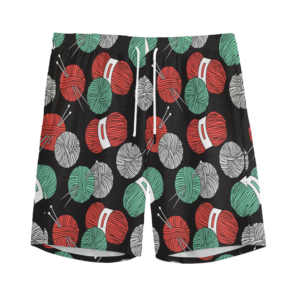 Crochet Yarn Pattern Print Men's Sports Shorts