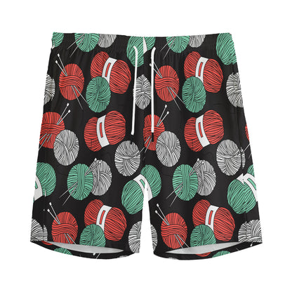 Crochet Yarn Pattern Print Men's Sports Shorts