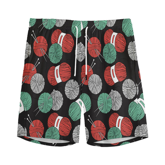 Crochet Yarn Pattern Print Men's Sports Shorts