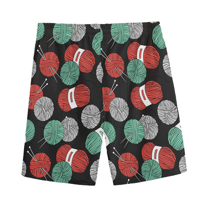 Crochet Yarn Pattern Print Men's Sports Shorts