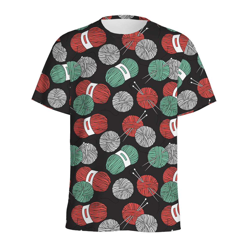 Crochet Yarn Pattern Print Men's Sports T-Shirt