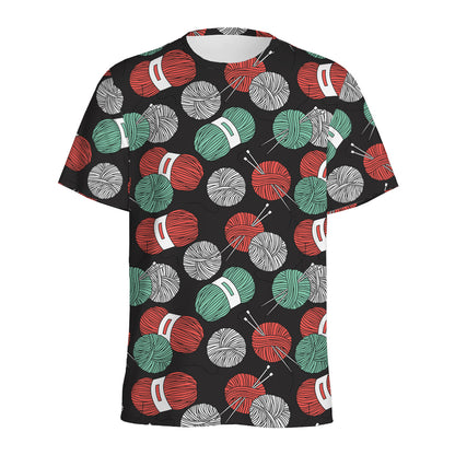 Crochet Yarn Pattern Print Men's Sports T-Shirt