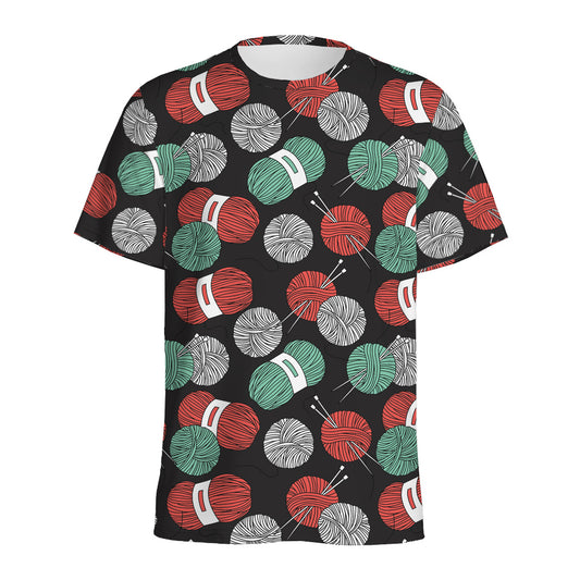Crochet Yarn Pattern Print Men's Sports T-Shirt
