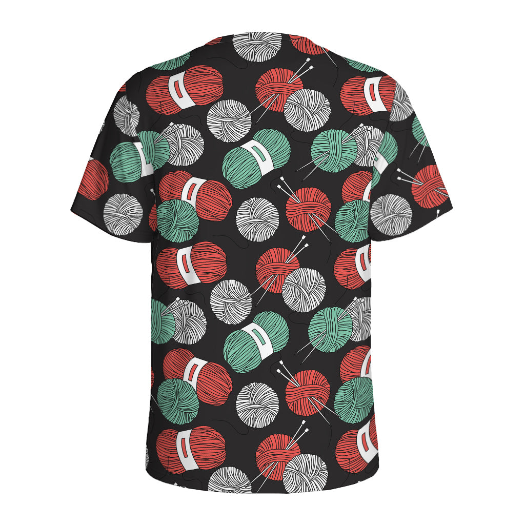 Crochet Yarn Pattern Print Men's Sports T-Shirt