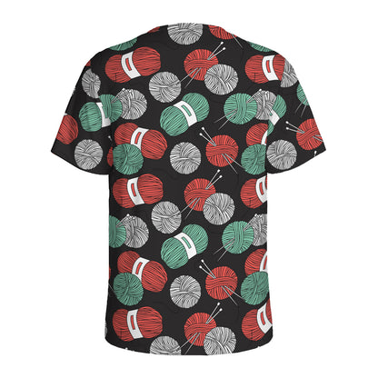 Crochet Yarn Pattern Print Men's Sports T-Shirt