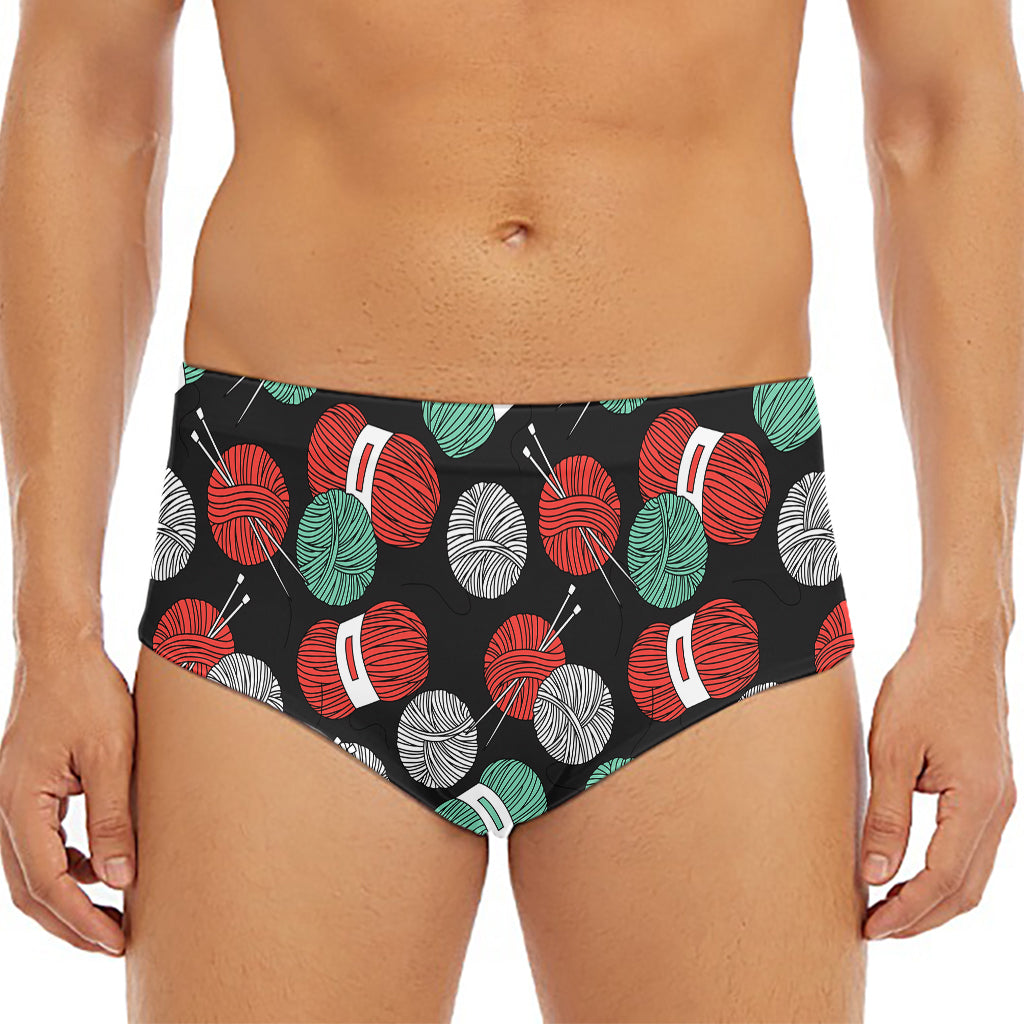 Crochet Yarn Pattern Print Men's Triangle Swim Briefs