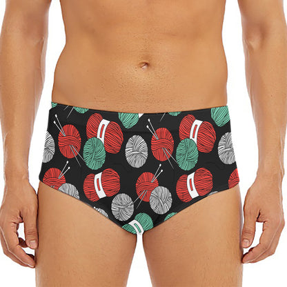 Crochet Yarn Pattern Print Men's Triangle Swim Briefs