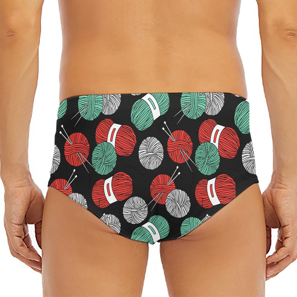 Crochet Yarn Pattern Print Men's Triangle Swim Briefs