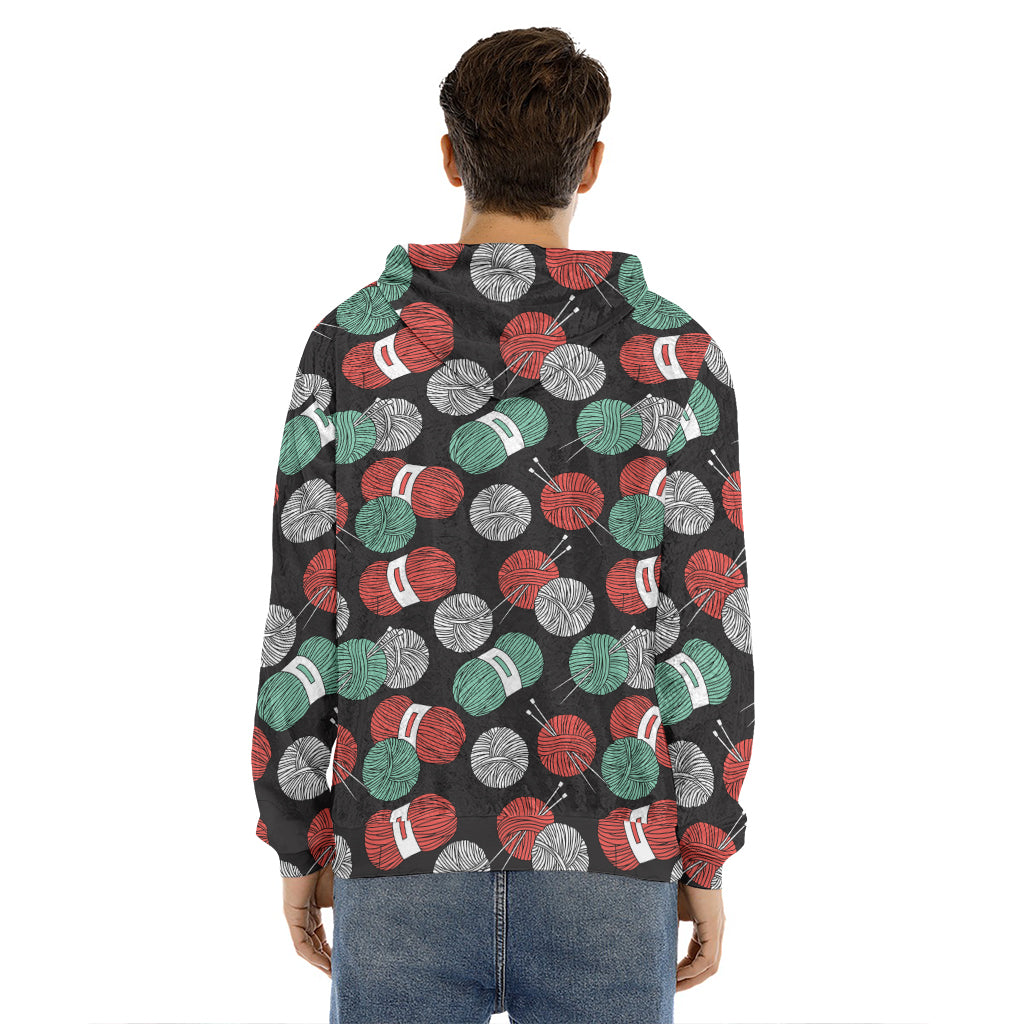 Crochet Yarn Pattern Print Men's Velvet Pullover Hoodie
