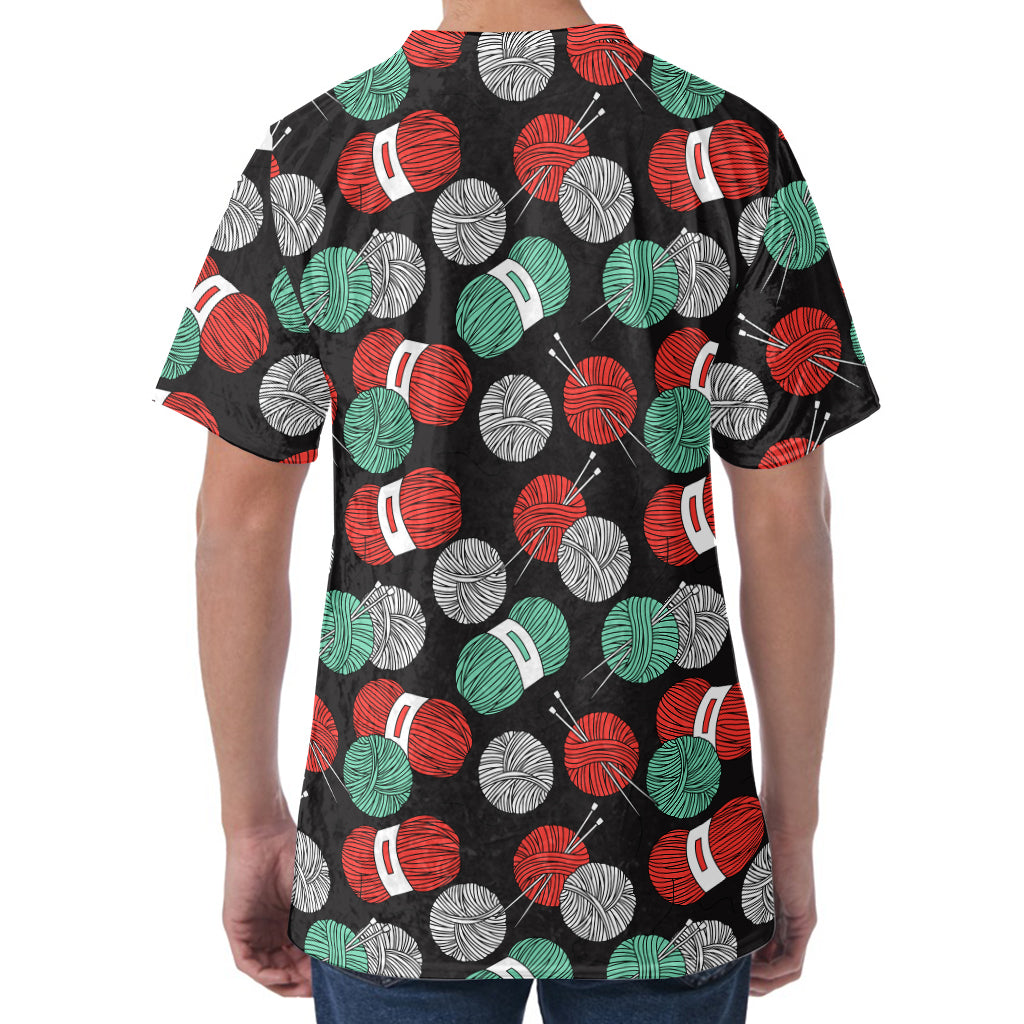 Crochet Yarn Pattern Print Men's Velvet T-Shirt
