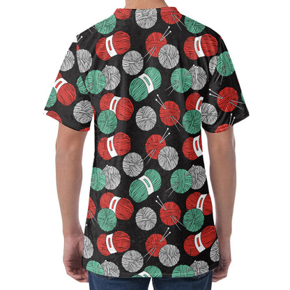 Crochet Yarn Pattern Print Men's Velvet T-Shirt