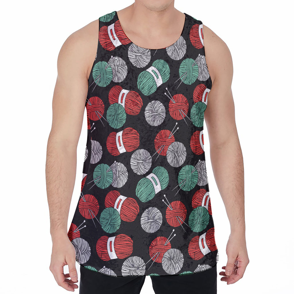 Crochet Yarn Pattern Print Men's Velvet Tank Top