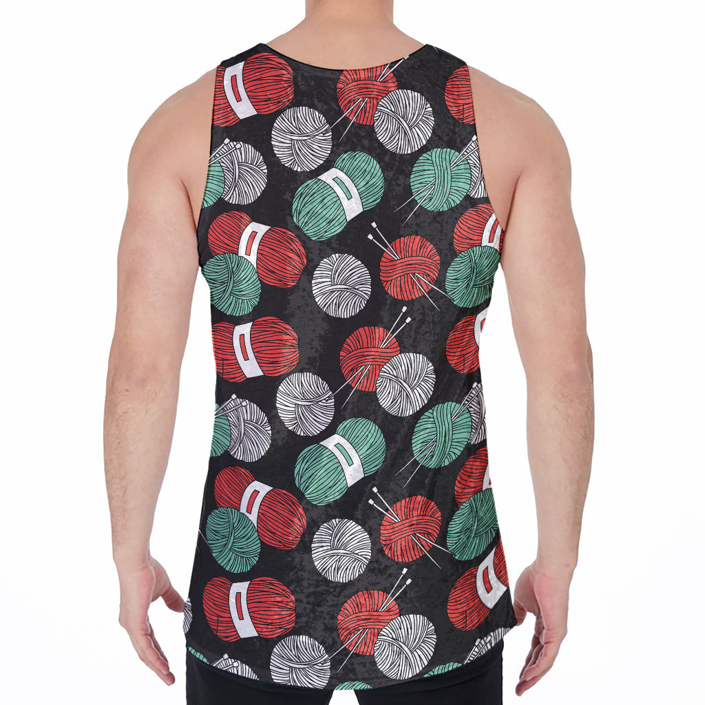 Crochet Yarn Pattern Print Men's Velvet Tank Top
